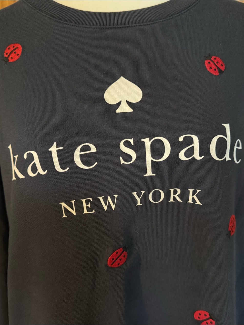 kate spade navy sweatshirt with red ladybug print - Picture 2 of 5